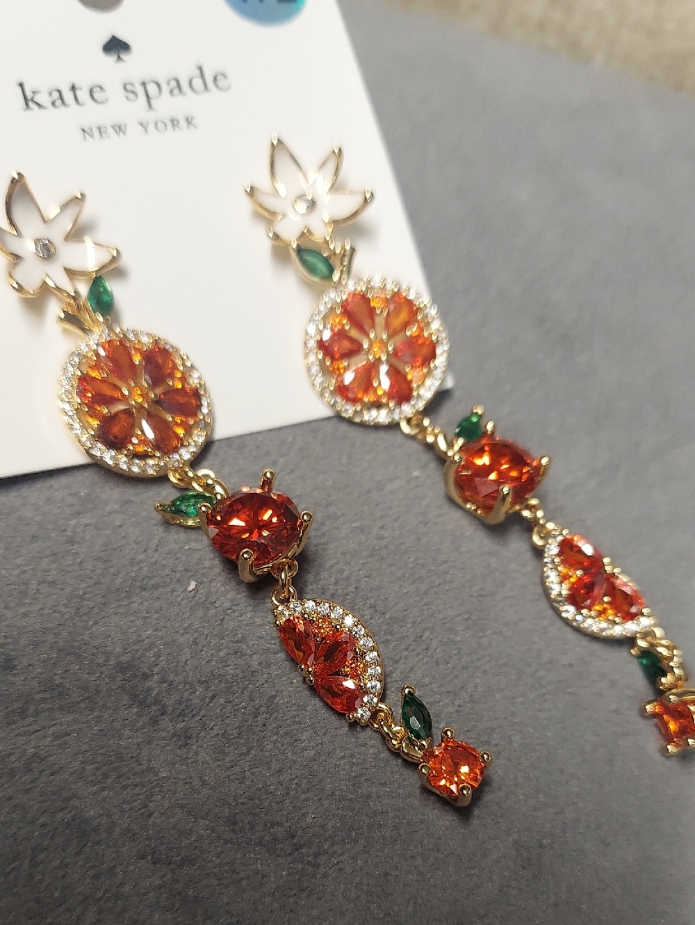 kate spade Pink and Gold Floral Drop Earrings - Picture 5 of 7